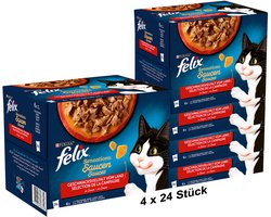 FELIX Sensations Sauzen Kattenvoer nat, assortiment (4 x 24 x 85g)