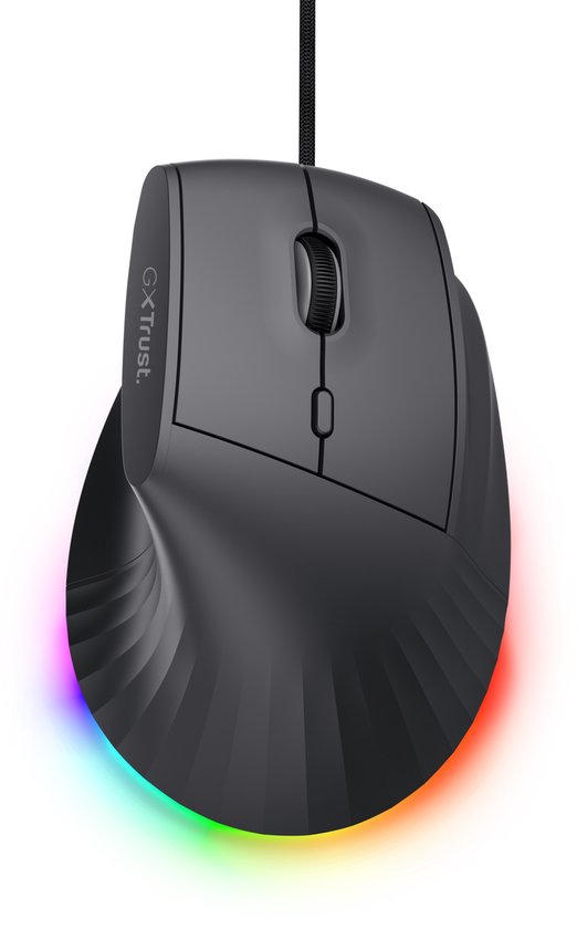 Trust GXT 145 Rexxa - Ergonomische RGB Gaming Muis - Verticale 12.800 DPI & Programmeerbare Knoppen - Zwart