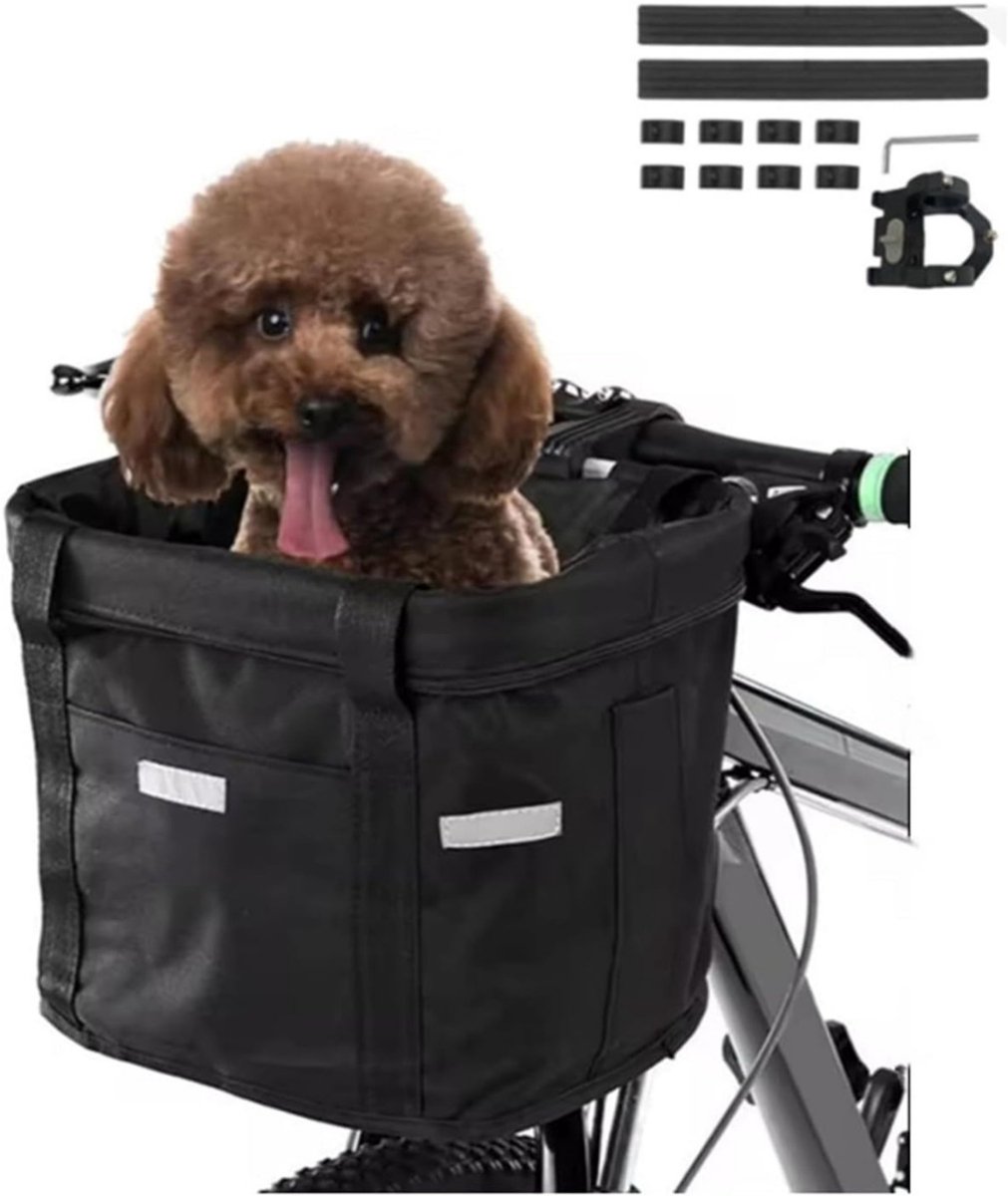 Zyrex® Hondenfietsmand - Fietstas Hond - Hondenfietsmand Afneembaar - Zwart - 24 x 25x 34 cm; 830 g