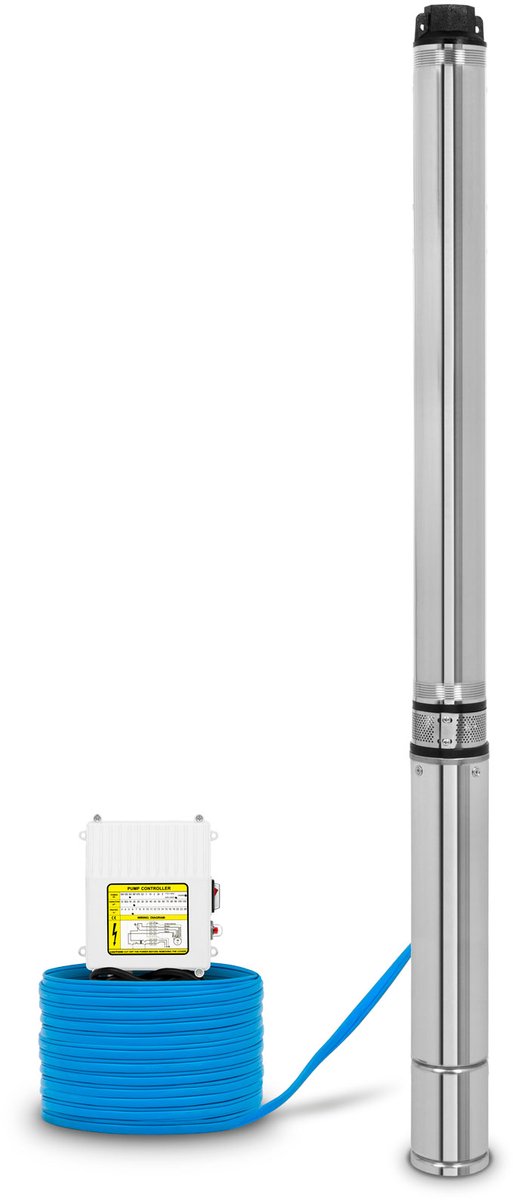 EBERTH 4" Diepwaterpomp RVS 2200W 112m Opvoerhoogte 20m Kabel 1½" Aansluiting met Vuilzeef