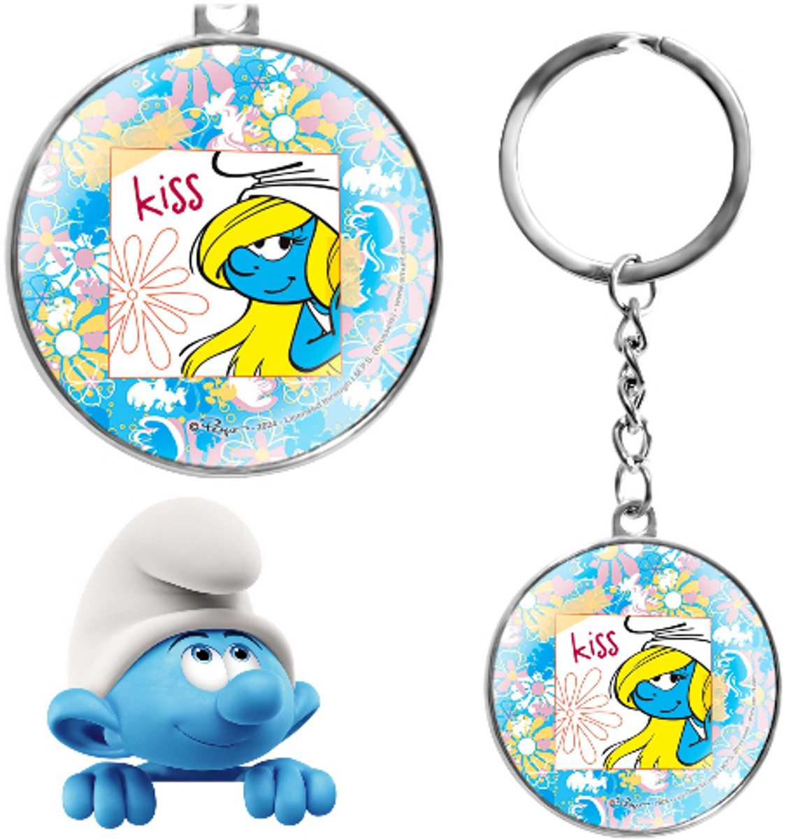 Smurfin – Smurfen Glazen Sleutelhanger – Power Gift – 7 cm
