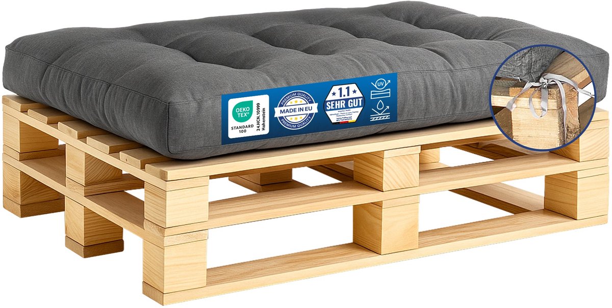 Palletkussenset – Zitkussen 120x80 – Waterafstotend & UV-bestendig – Tuinkussen voor Palletbank Buiten & Binnen