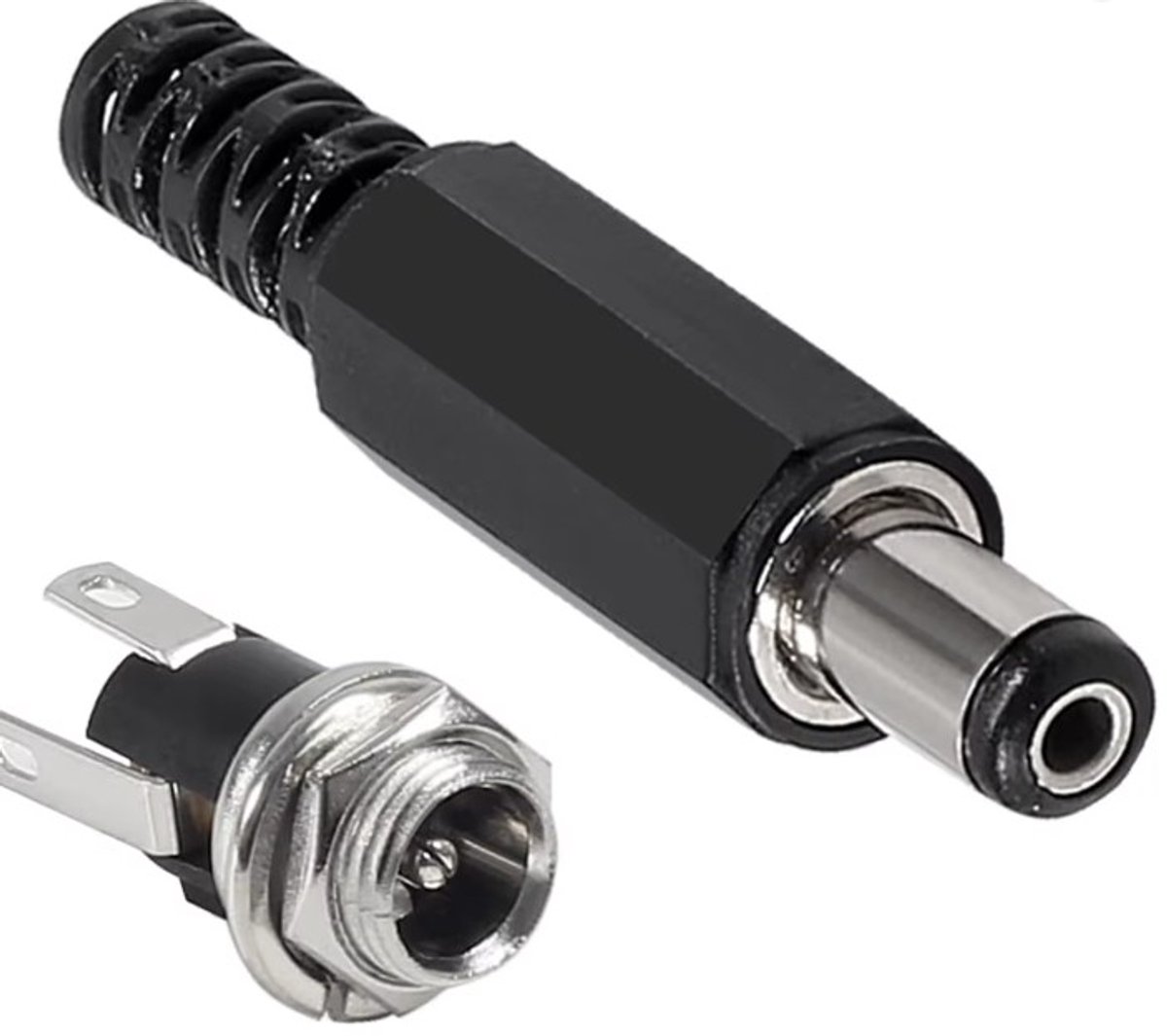 DC plug 2.1 x 5.5 set female/male - Metalen Chassis - Outboard Breda