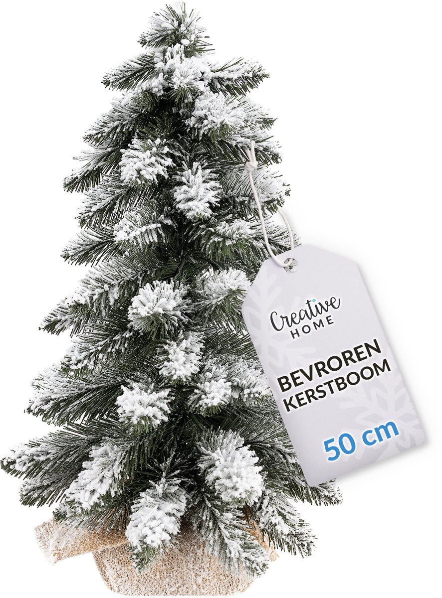 Creative Home Kunstmatige Kerstboom met Sneeuw | Kunstmatige Kerstboom | 50 cm | Decoratieve Kerstboom Klein voor Tafelvensterbank Kantoor | Binnen, Buiten | Cadeau Decoratie Kerstversiering