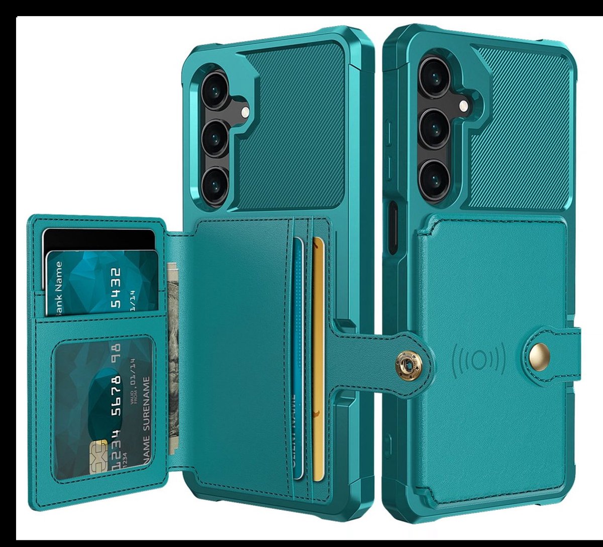 Portemonnee Hoesje Geschikt voor Samsung Galaxy A26 - Back Cover met Pasjeshouder - Telefoonhoesje voor Pinpas - Kaarthouder op Achterkant - Case met Magneet Groen