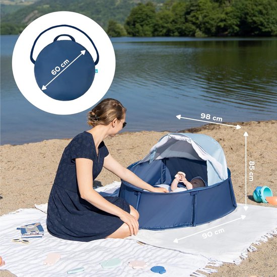 Zyrex® Strandtent uv Bescherming - Strandtent Baby Pop Up - Strandtentje Extra Licht - Blauw - 98cm x 90cm x 85cm van Zyrex — afbeelding 5