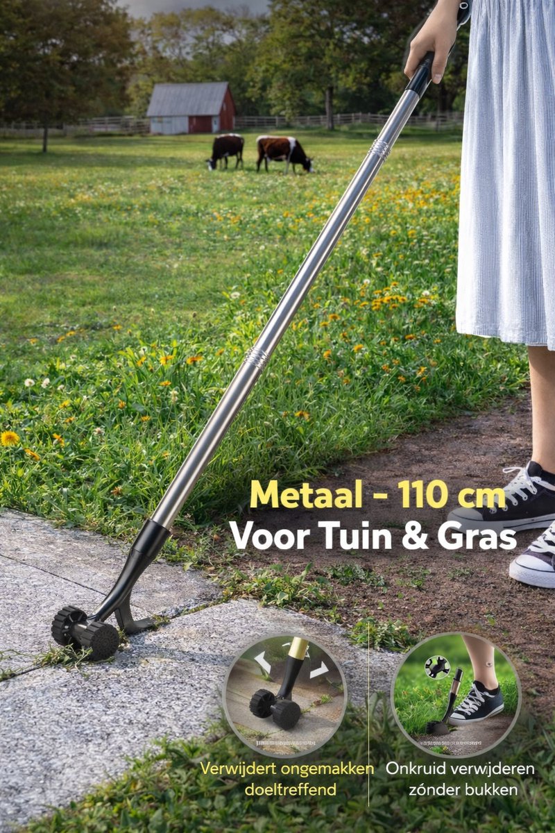 165 CM Onkruidverwijderaar Zonder Buigen – Metaal – 165 cm – Voor Tuin & Gras-Duurzame Onkruidsteker – 165 cm – Ergonomisch & Roestbestendig Metaal