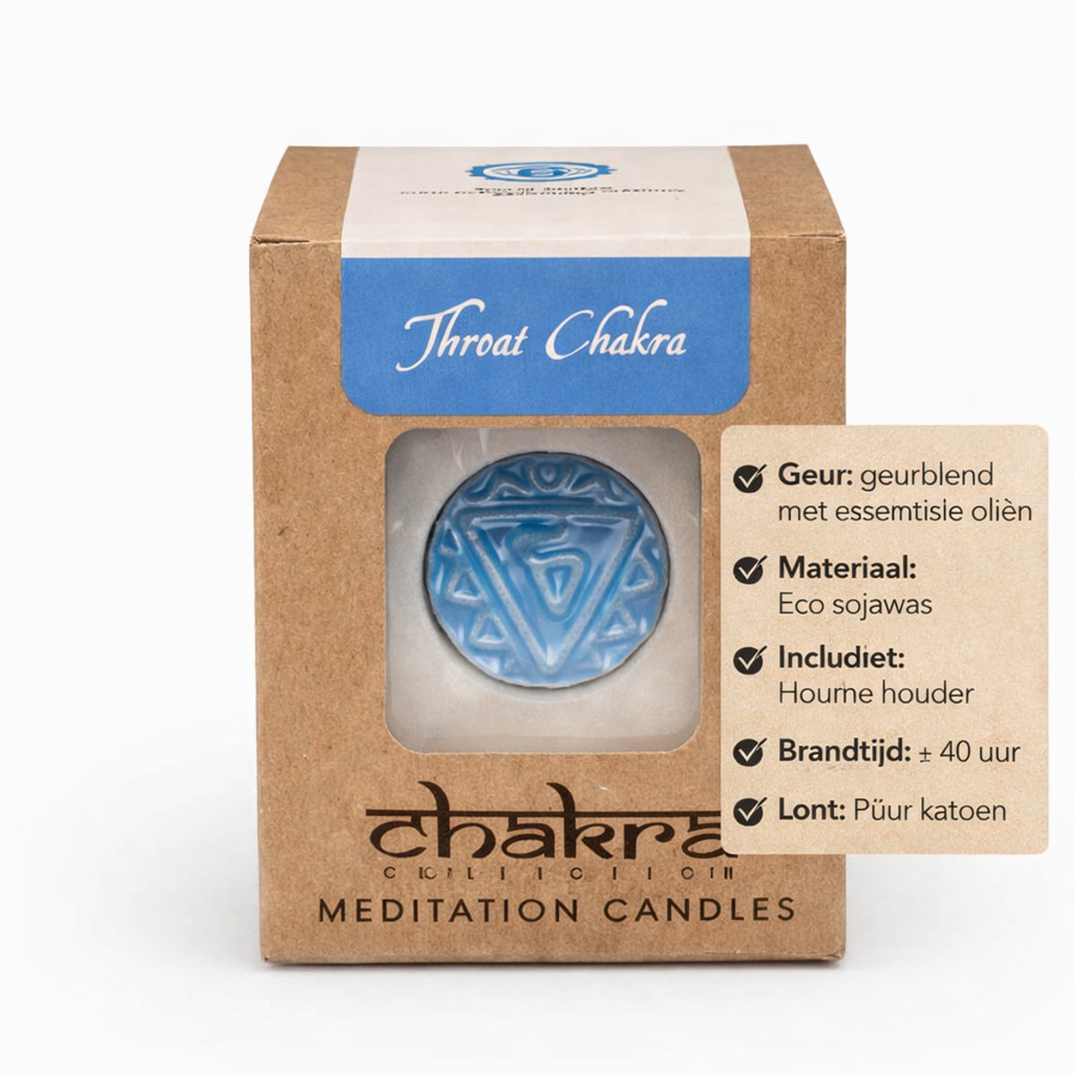 Chakra 5 Kaars – Keelchakra Sojakaars – Throat Chakra Meditatie Kaars Blauw – Communicatie & Zelfexpressie