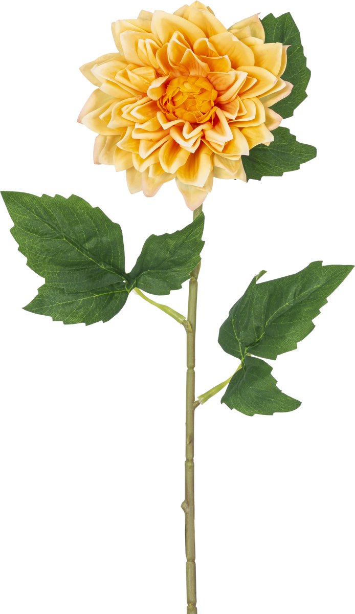 Easyplants | Kunstbloem Dahlia Real Touch geel 54 cm | Zijde | Nepbloemen | geel | Onderhoudsvrij | Kant-en-klaar