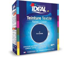 IDEAAL - Vloeibare textielverf Maxi 07 Marineblauw - 75ml + 1 dosis fixeermiddel 100g - Langdurige textielkleurstof - Katoen, linnen, zijde, viscose - Effectief vanaf 40°C - Gemaakt in Frankrijk