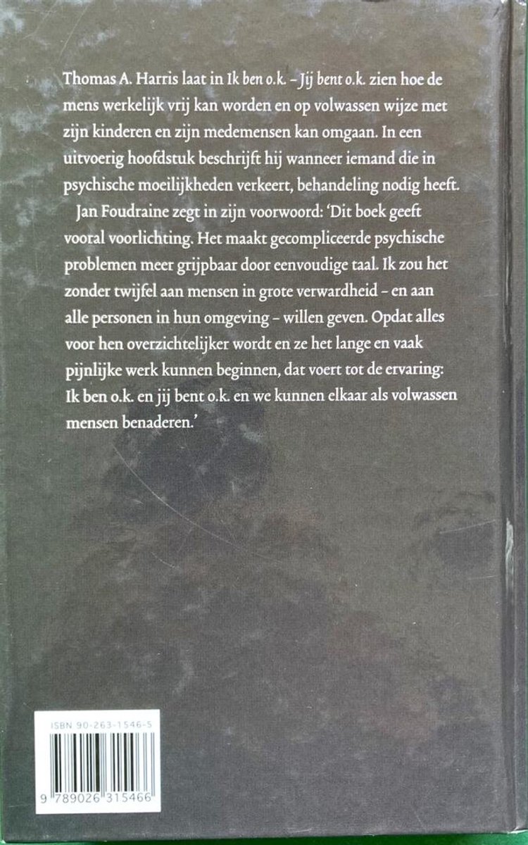 Boekomslag met tekst over de psychische moeilijkheden van mensen. ISBN 9789026315466.
