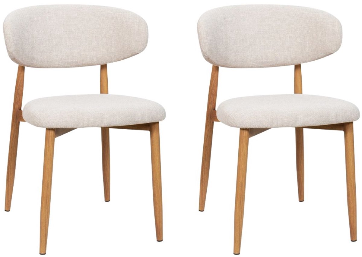 Giga Meubel Eetkamerstoel Alexia - Beige/Naturel - Set van 2