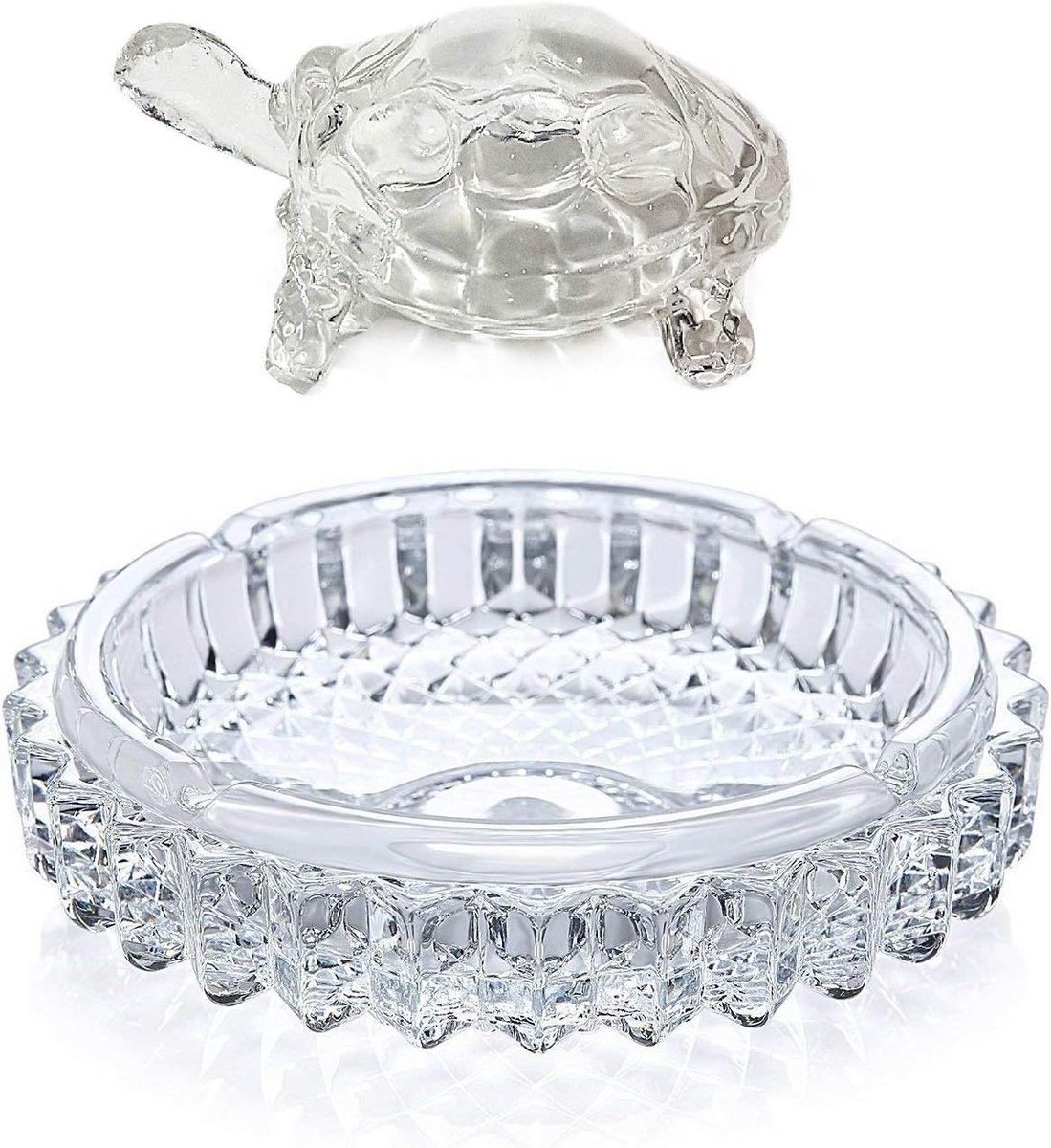 Glazen Kristal Schildpad met Vijverpot voor Feng Shui, Vastu en Geluk