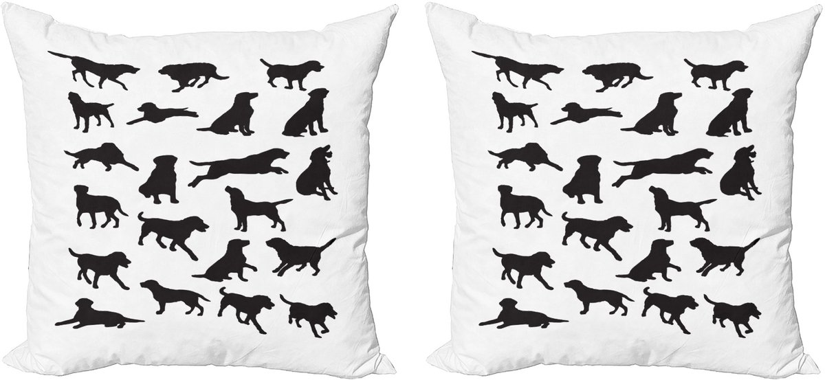 ABAKUHAUS Labrador kussensloopset (2 stuks), diverse posities, 45 cm, antracietgrijs wit Houtskoolgrijs wit