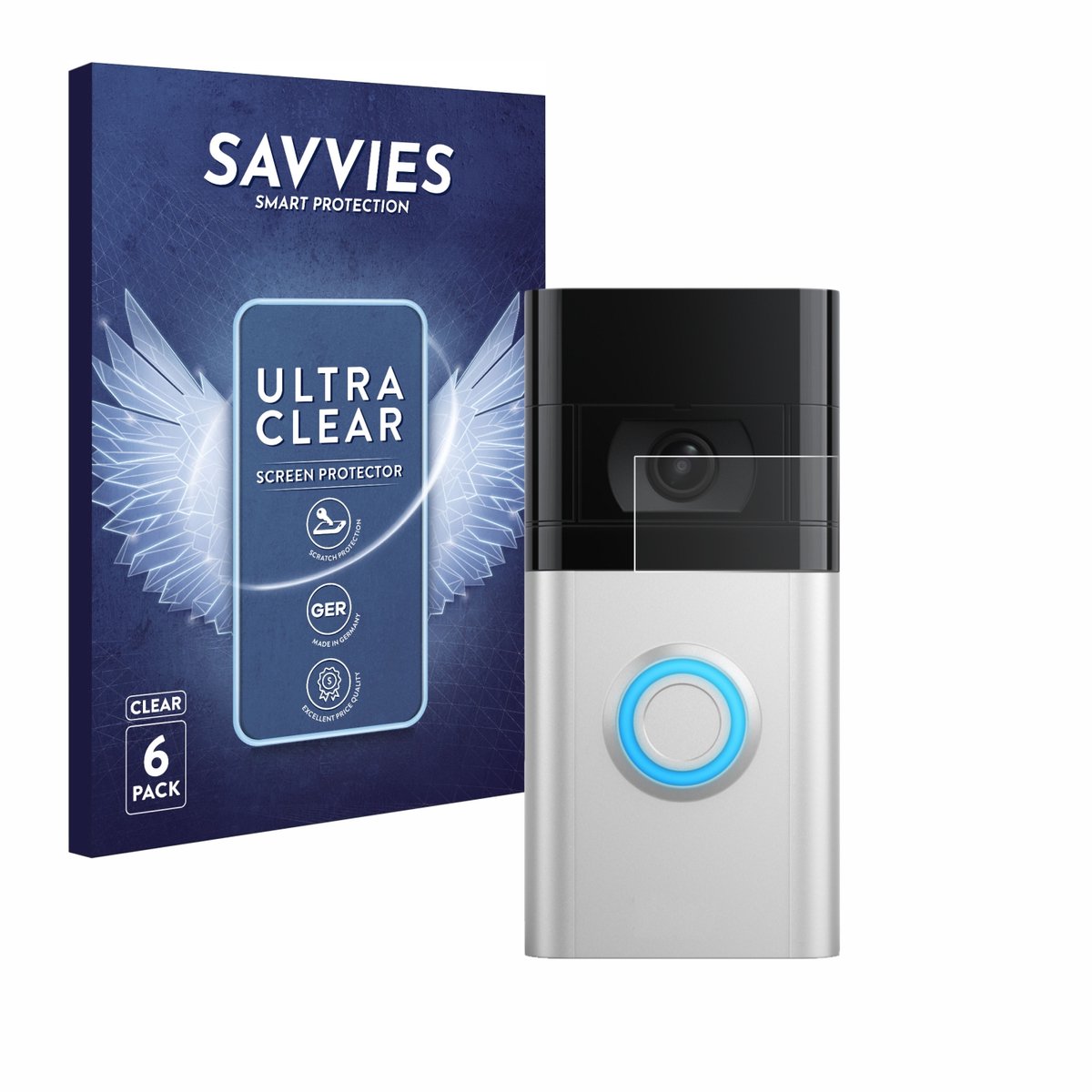 Savvies - Screenprotector voor Ring Video Doorbell 4 / Doorbell 3 - Folie Beschermfolie transparant 6 Stuks