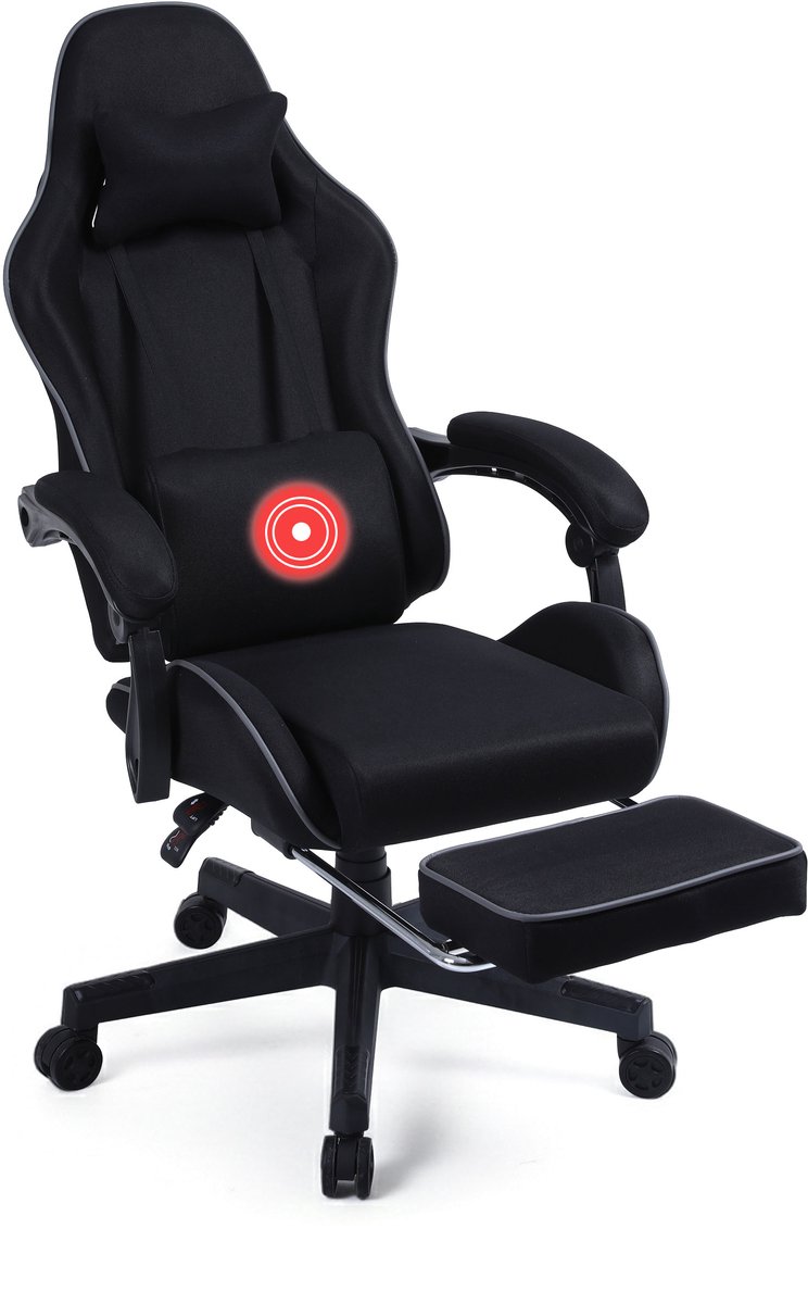 VDD Gaming Gamestoel met Massagefunctie en Voetsteun Zwart - VDD - €87,95