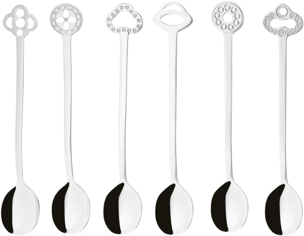 Set van 6 Edeltstalen Theelepels en Dessertlepels in Zilverkleur