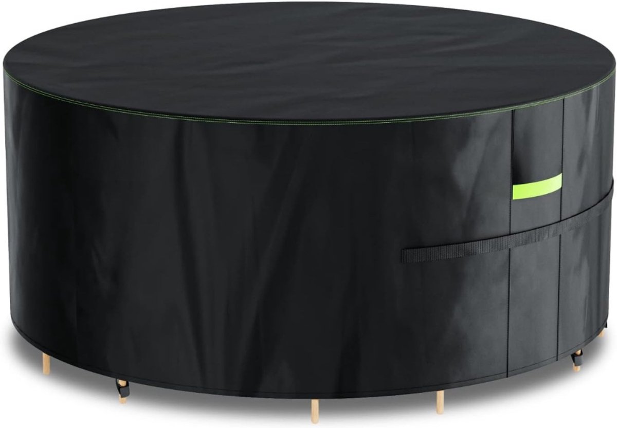 Famanu Tuinmeubelhoes waterdicht met haken Heavy Duty 420D Oxford, winddicht anti-UV terras tafelhoezen met luchtklep, vierkant/rechthoekig/rond zwart, 160 x 71 cm