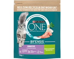 PURINA ONE BIFENSIS SENSITIVE droogvoer voor katten, rijk aan kalkoen (1 x 750g)