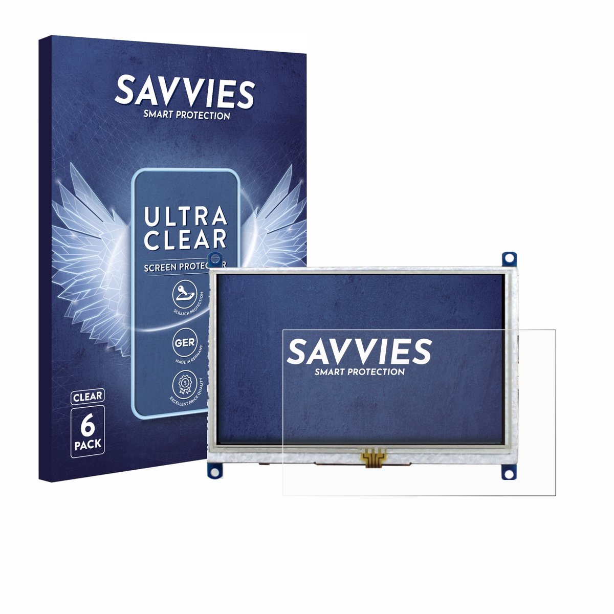 Savvies - Screenprotector voor Raspberry Pi Touchscreen 5" - Folie Beschermfolie transparant 6 Stuks