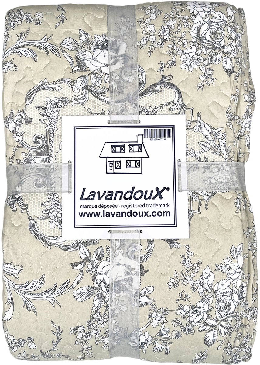 Lavandoux - Bedsprei - Floral Toile - 240 x 220cm - 2-persoons - Beige