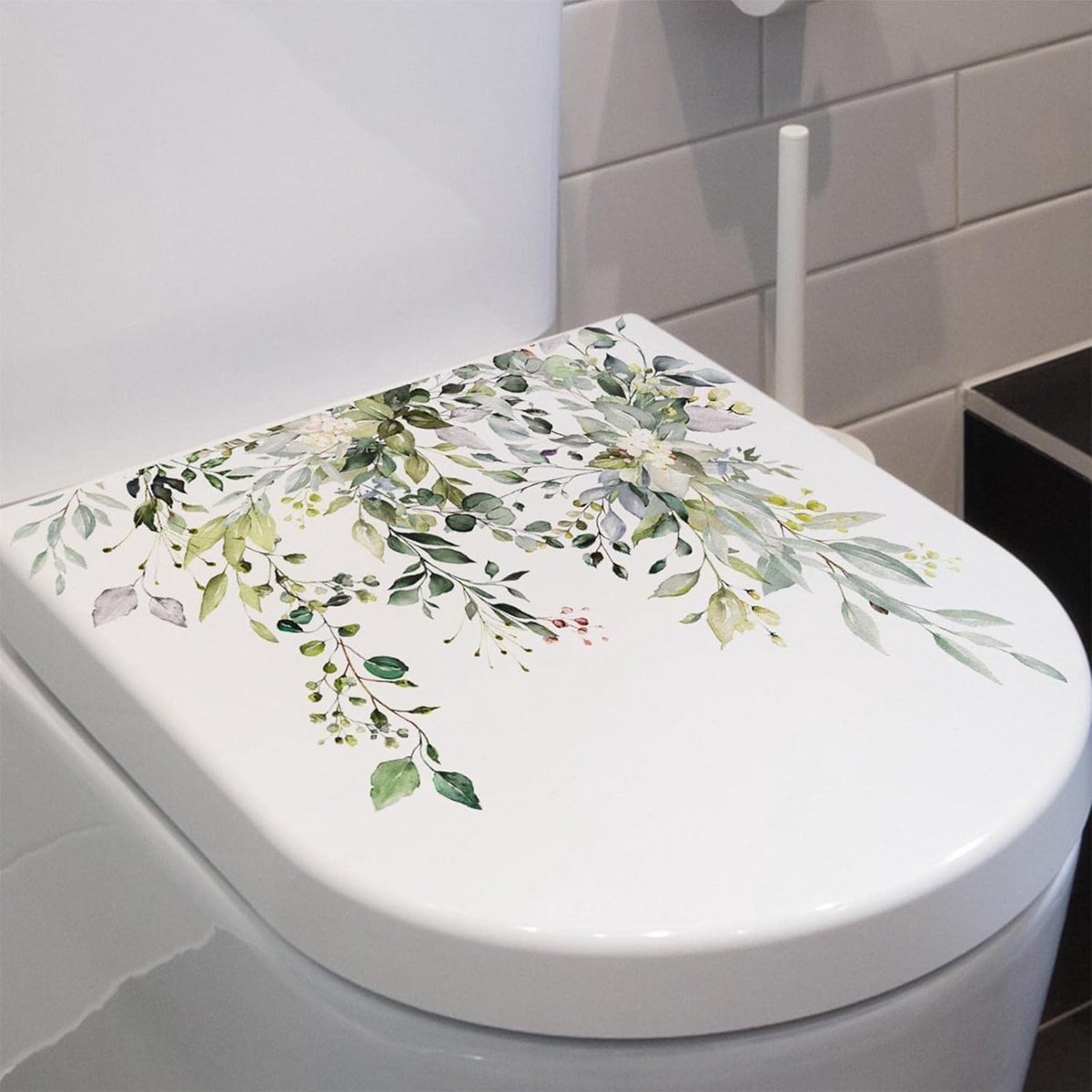 2x Bloemige WC-Bril Stickers Zelfklevende Badkamer Decals voor Decoratie