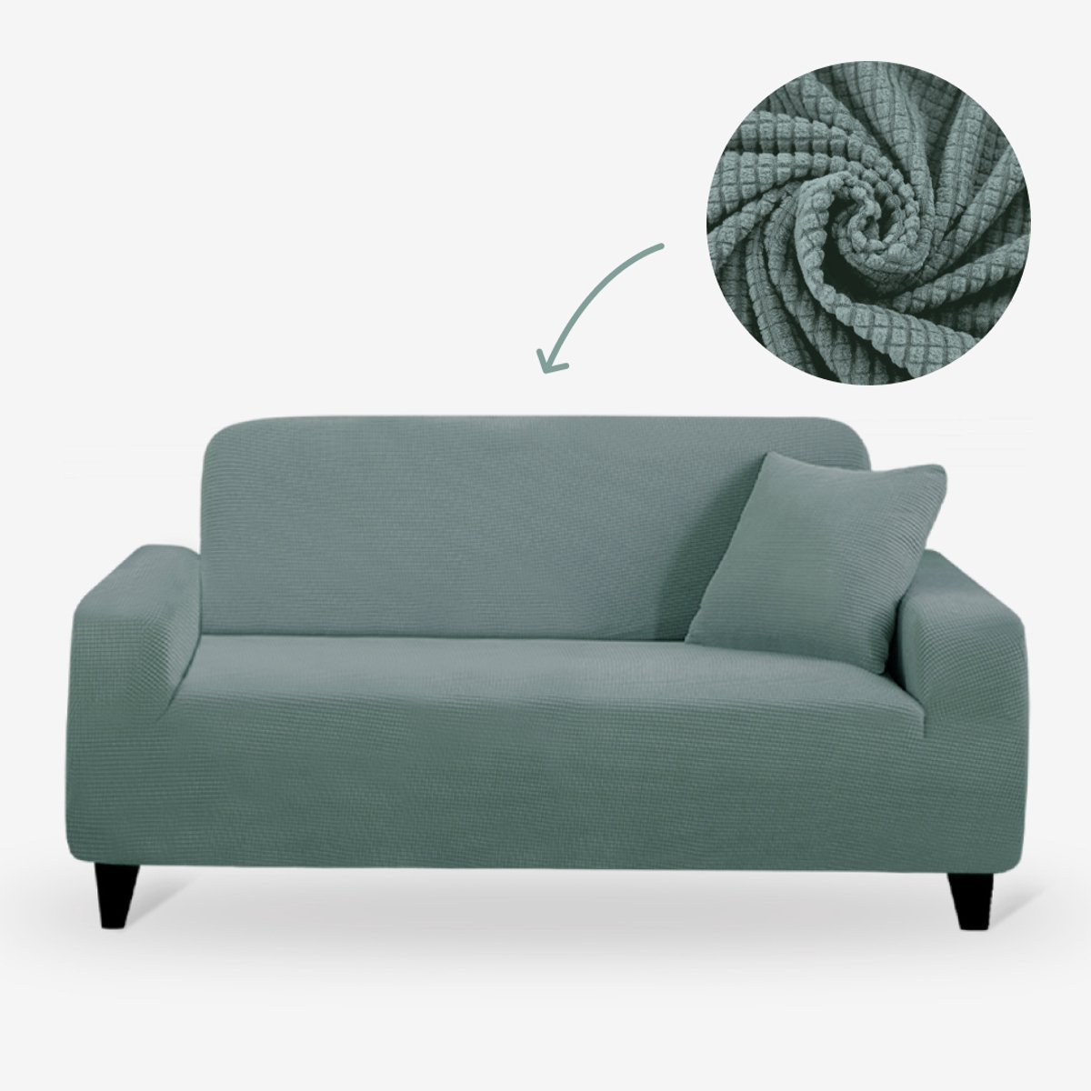 BankhoesDiscounter Knitted Voorgevormde Bankhoes – M3 (175-220cm) – Groen – Sofa Cover – Bankbeschermer – Bankhoes Stretch