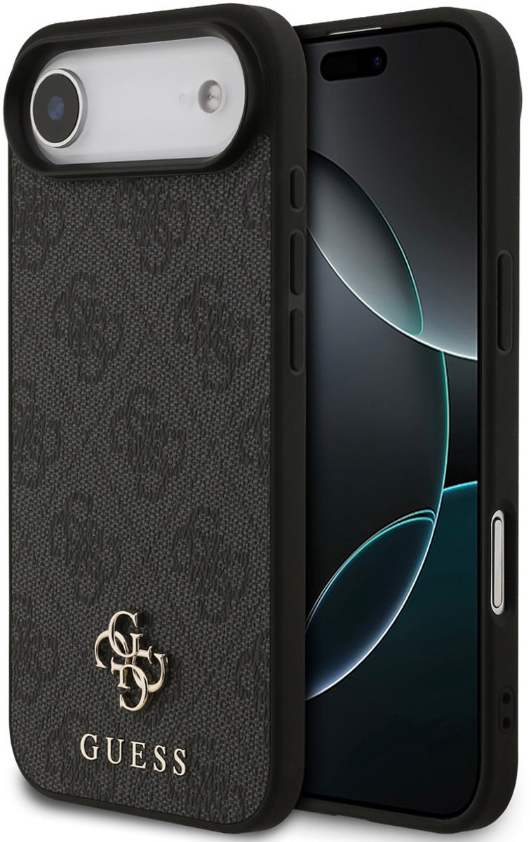 Guess Back Cover Case - iPhone 17 Air - Zwart 4G Patroon - MagSafe Compatibel - Metalen Logo