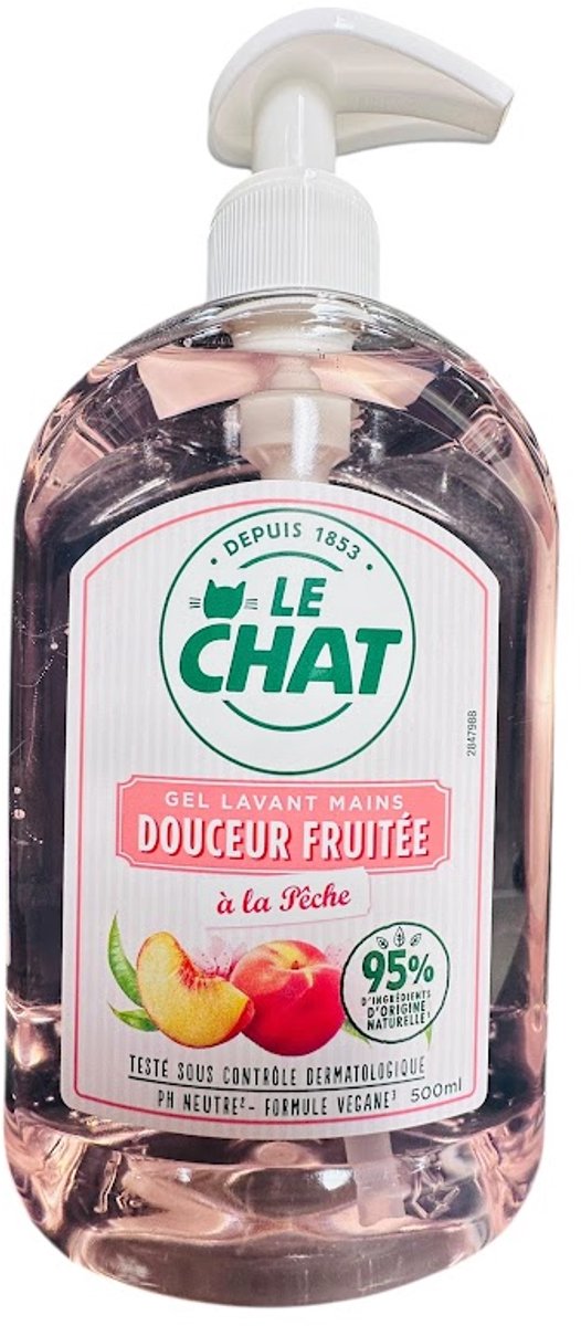 Le Chat HC Liquid Handzeep Perzik – Zachte & Verzorgende Handzeep – Frisse Perzikgeur – 500 ml – Voor Dagelijks Gebruik