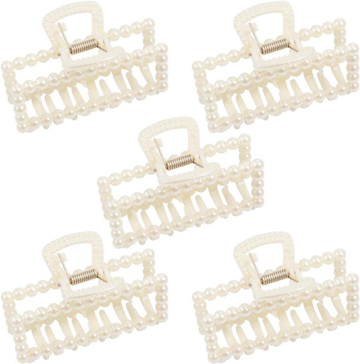 5x Parels Haarclips Set voor Dames - Stevige Paardenstaart Houder Accessoires