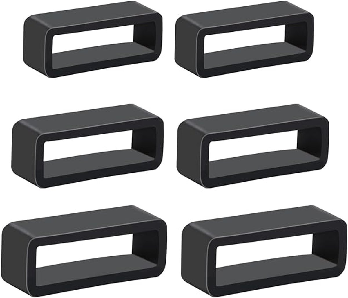 Horlogebandgesp - 6 Stuks - Horlogebandhouders - Vervangende horlogebandgesp - Siliconen gesp - Bandhouders - Horlogeaccessoires - Horloge band lusje - voor slimme sporthorloges - 18mm+20mm+22mm - zwart