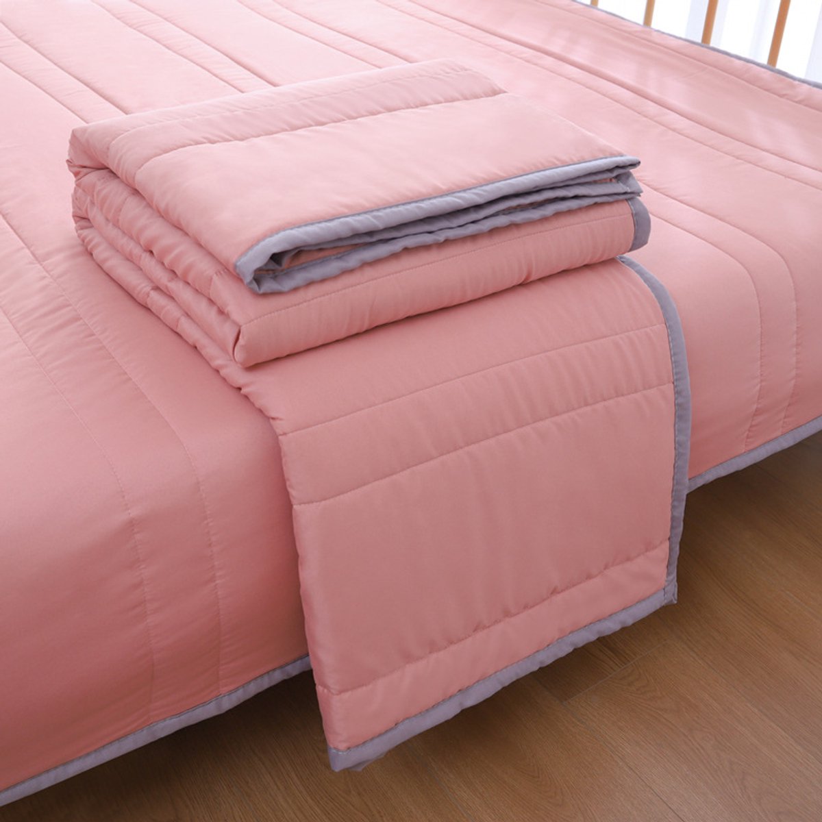 Zomerdekbed/Dekbed voor airconditioning/Dun zomerdekbed/Machinewasbaar 200*210CM Roze Grij