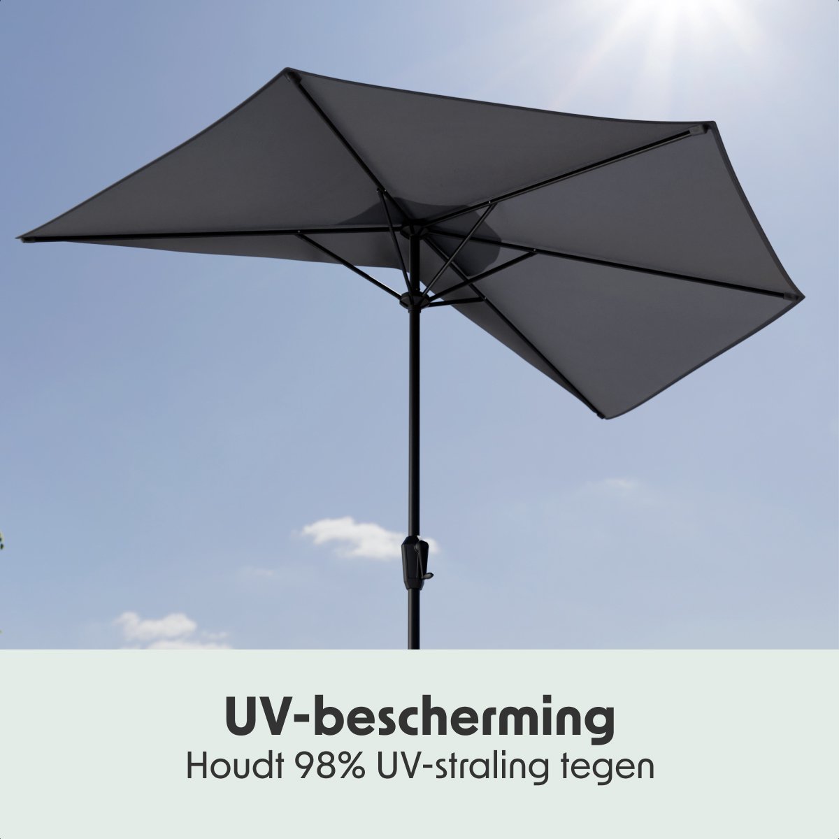 LifeGoods Balkon Parasol - Tuin - 270x135 cm - Halfronde Parasol - Waterdicht - UPF50+ - Donkergrijs thumbnail 5