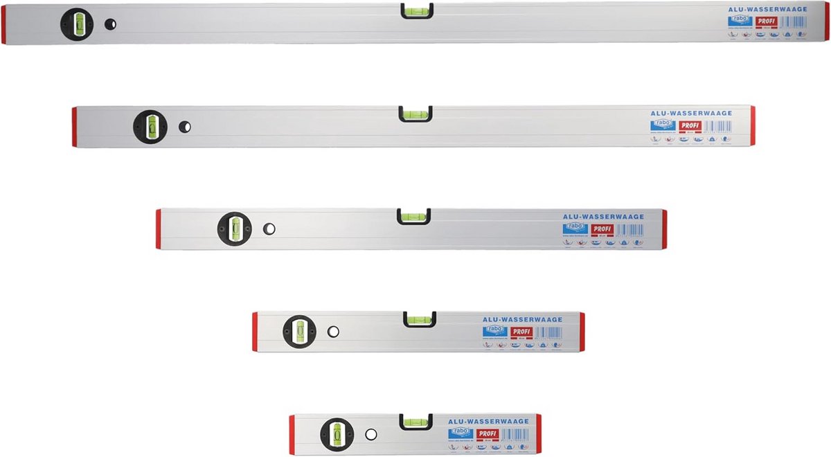 Aluminium Waterpas Set - 5 Stuks - Verstelbare Libellen in Diverse Lengtes (30-100 cm)