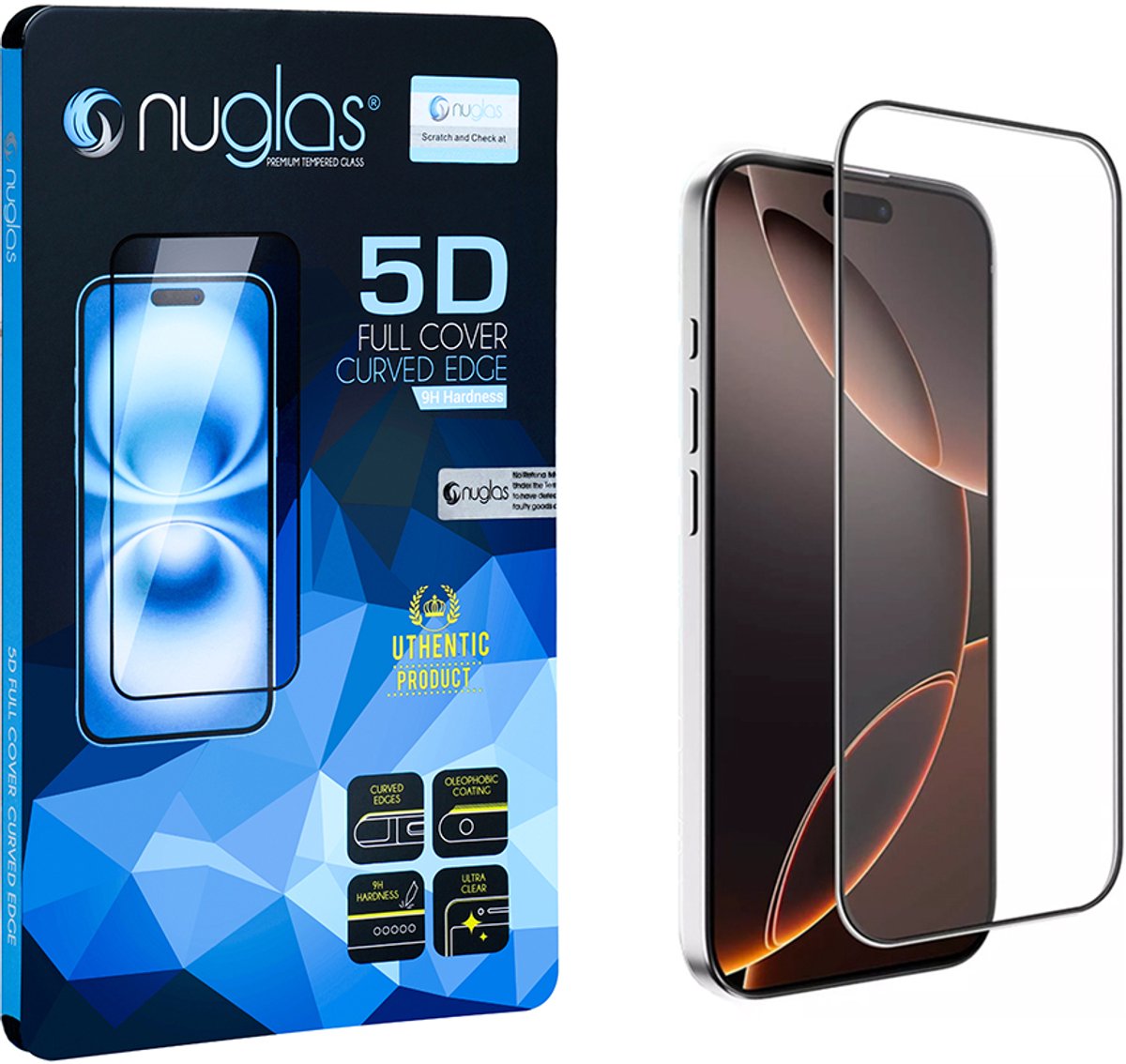 NuGlas Premium Screenprotector Voor iPhone 11/XR - Full Cover Invisible Tempered Glas 5D