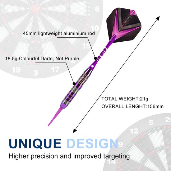 Dartpijlen Softdarts met Kunststof Punt voor Elektronisch Dartbord (Professioneel) van Merkloos — afbeelding 3