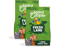 Edgard & Cooper 2x Graanvrij Hondenvoer Droog, (Lam 12kg), Natuurlijke Brokken Droogvoer voor Volwassen Honden, Vers Vlees, Hoog Eiwitgehalte, Glutenvrij, Non-GMO