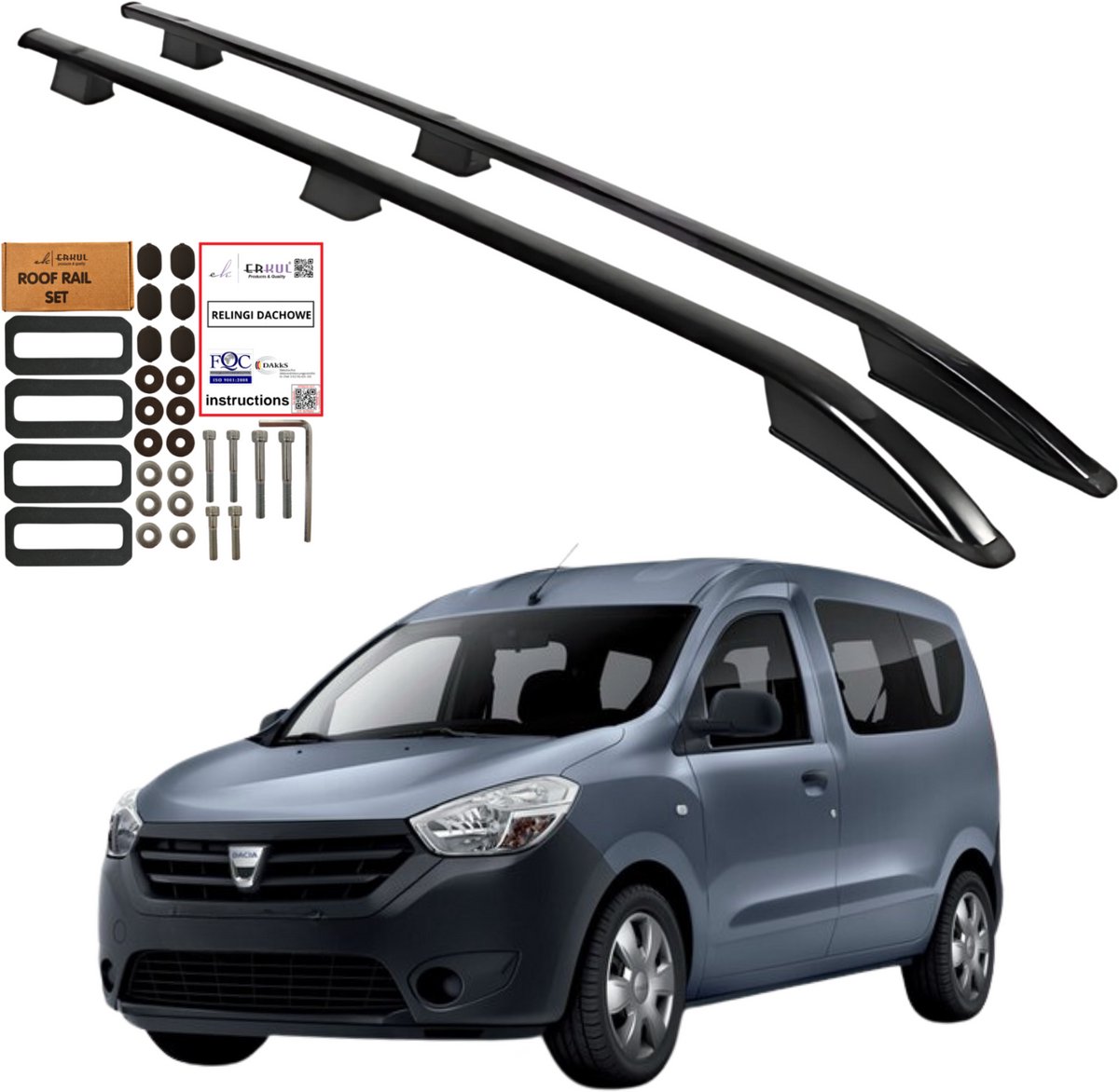 Dakrails DACIA DOKKER van 2013-2020 RENAULT EXPRESS vanaf 2021- ZWART
