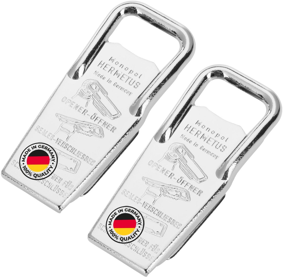 Westmark 2x flesopener en dop-/flessenopener/schroefdopopener, 3-in-1, staal/rubber, Hermetus, zilver/rood, 618322E3