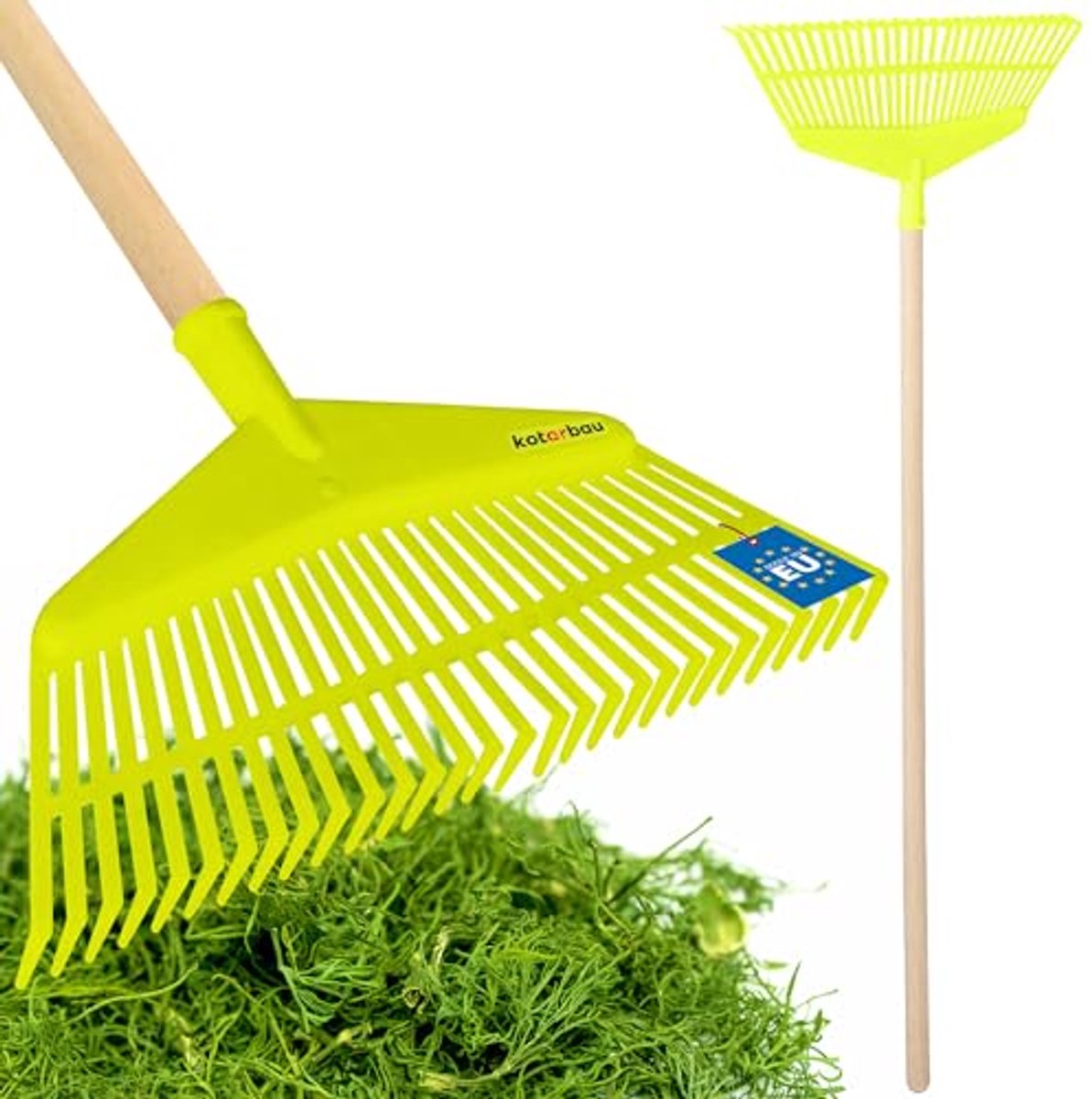 KOTARBAU® Bladhark, Tuinhark van Kunststof, 42,5 cm, Kersen, met Steel, Gazonhark, Waaierbezem, Lichtgewicht Hark, Stevige Hark