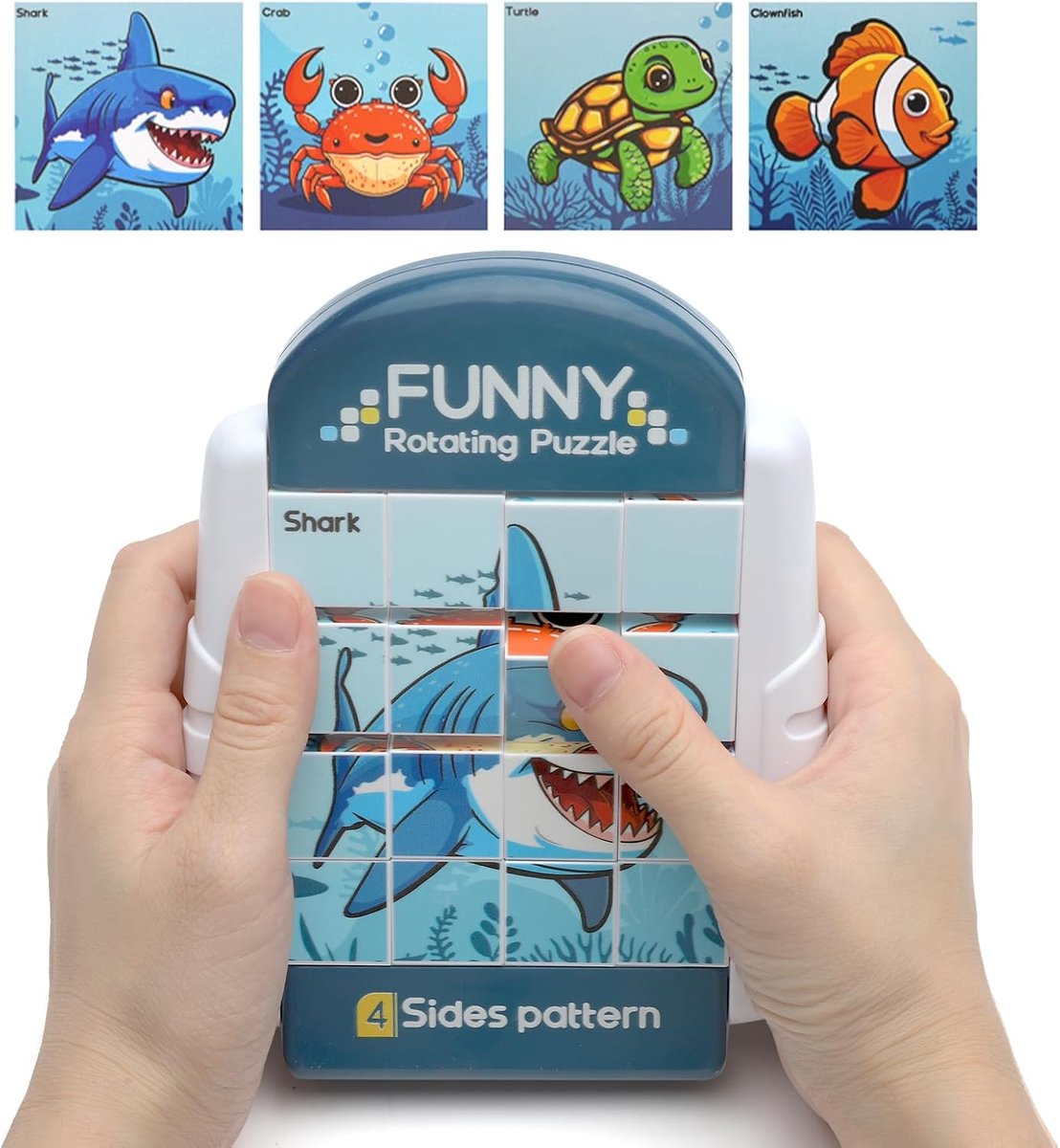 Draaibare 3D Puzzel met Flip-Patroon voor Kinderen - Geschikt Reisspel voor Jongens en Meisjes vanaf 4 Jaar (Zeeleven)
