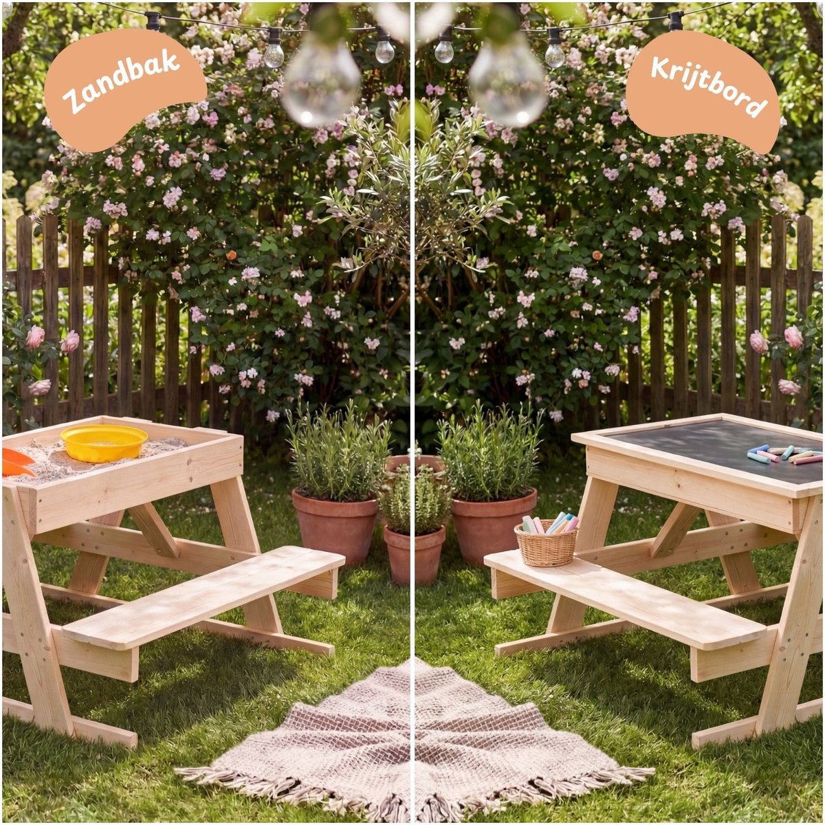 Maxx Kidz 3-in-1 Picknicktafel - Tafel, Krijtbord & Zandbak thumbnail 6