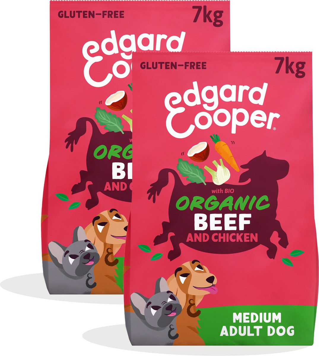 Edgard & Cooper Edgard Cooper 2x Organic Graanvrij Hondenvoer - (Organic Beef,7kg), Graan & Glutenvrij, vers vlees, vol essentiële aminozuren voor gezonde binnenkant