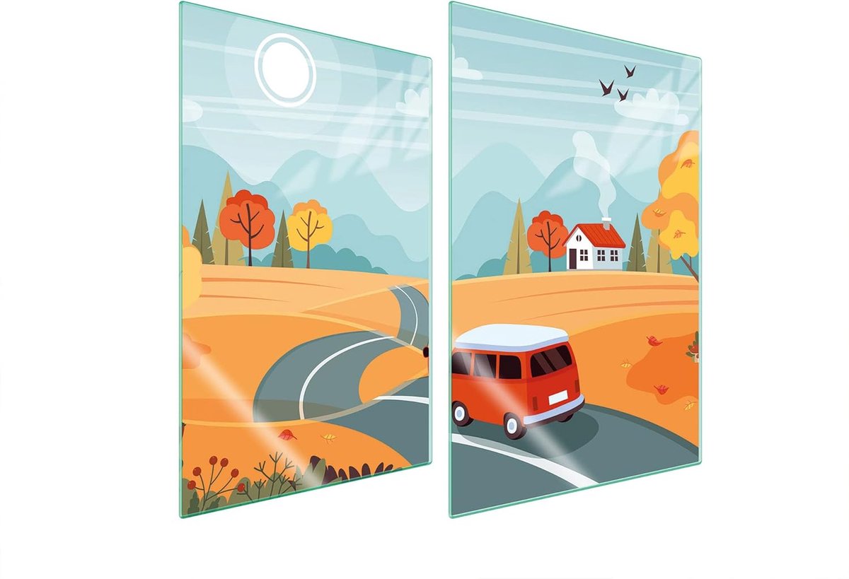 2-delige Universele Kookplaat Afdekplaat van Glas - Spatbescherming & Snijplank (35x52 cm)