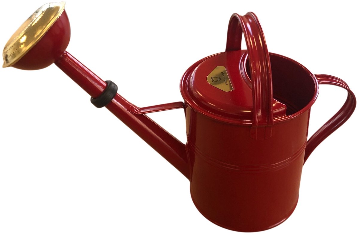 Dutchlander Metalen Gieter 5 Liter – Thermisch Verzinkt – Messing Broes – Robijnrood – Engelse Stijl