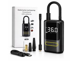 JC's Elektrische bandenpomp - Elektrische fietspomp - POWERBANK - Scooter/Motor/Auto/Fiets - Autobanden Pomp - Luchtpomp - Bandenpomp - 4200 mAh - Tot wel 10.3 Bar - USB Oplaadbaar - Inclusief 4 Opzetstukken
