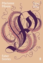 Boekkaft met grote paarse sierletters en roze bladranken op een beige achtergrond. "Fairy Tales" en "Faber Stories" staan onderaan.