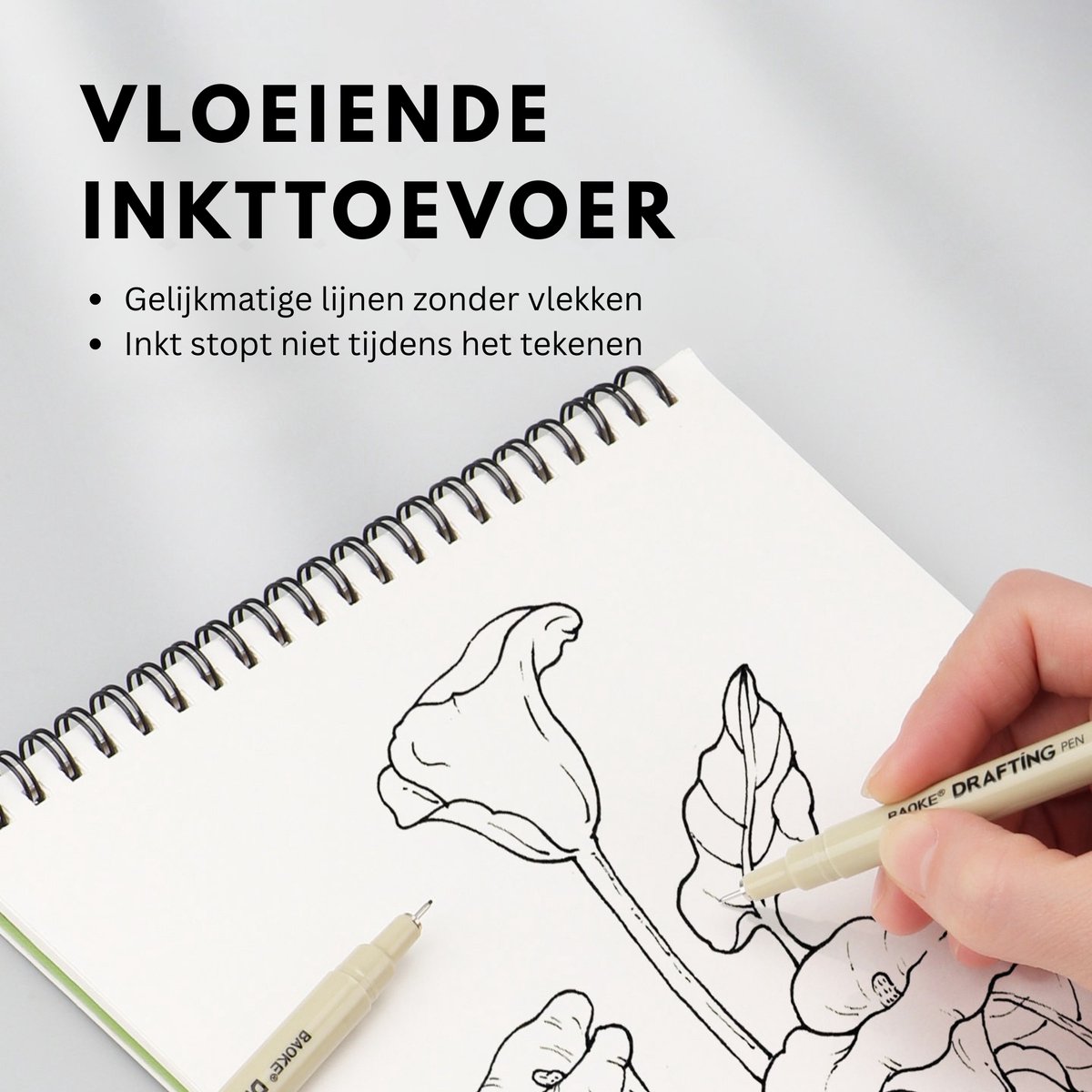 Ainy - Teken Fineliners Acht watervast - set van 8 zwart fineliner | fine liner kawaii manga / anime tekenen op schetsboek | bullet journal | handlettering | Pigment liner penselen | calligraphy pennen — afbeelding 12