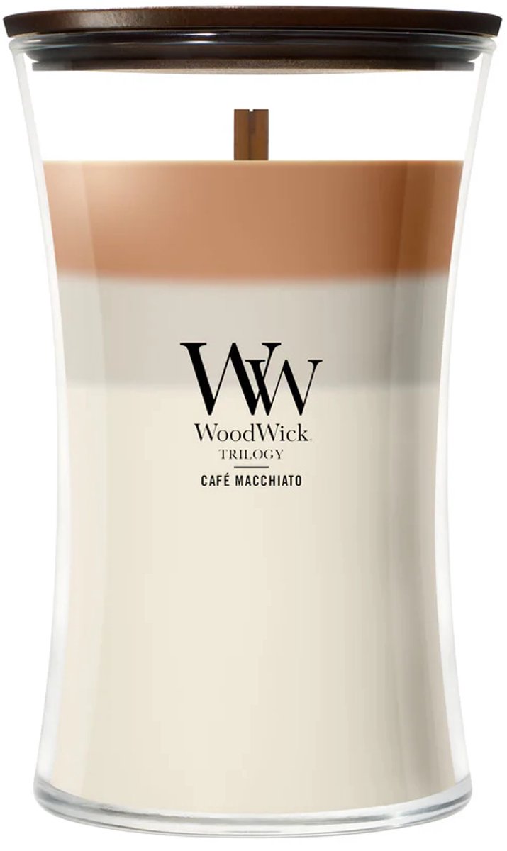 WoodWick Hourglass - Trilogy Café Macchiato - Large Geurkaars - 130 branduren Meerkleurig