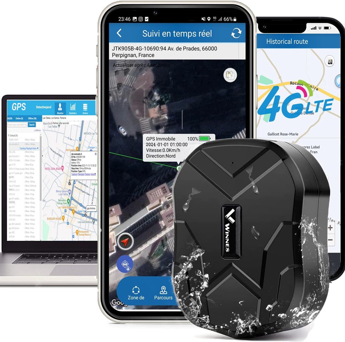 Waterdichte 4G GPS Tracker met Sterke Magneet en 80 Dagen Stand-by Tijd